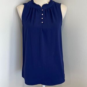 41 HAWTHORN Lilou Ruffle Neck Blouse in Navy Blue